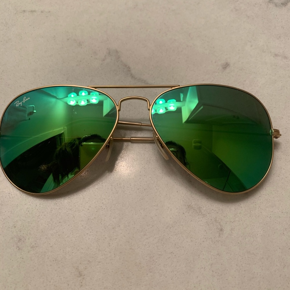 Ray-Ban green reflective aviators